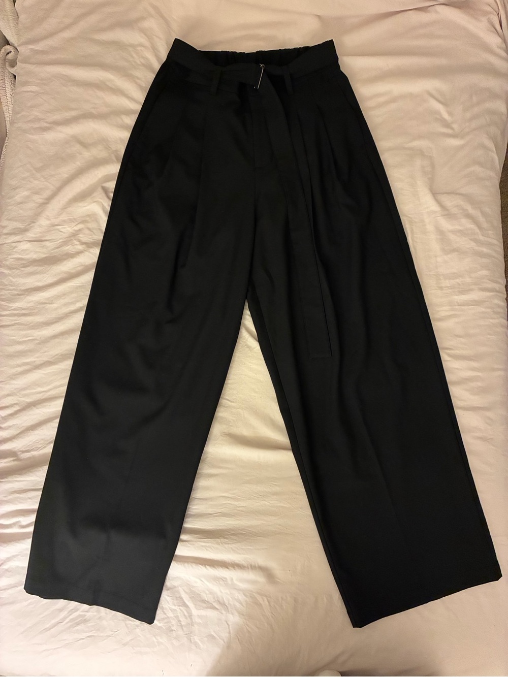Wide-Leg Pleated Dress Pants for Men in Black
